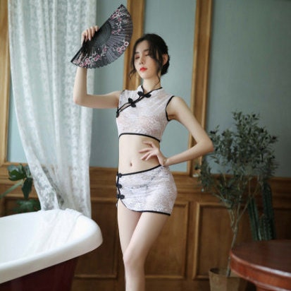 Lace Cheongsam Chinese Style Lingerie Set