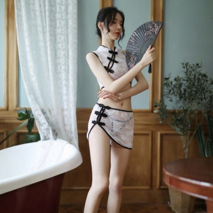 Lace Cheongsam Chinese Style Lingerie Set